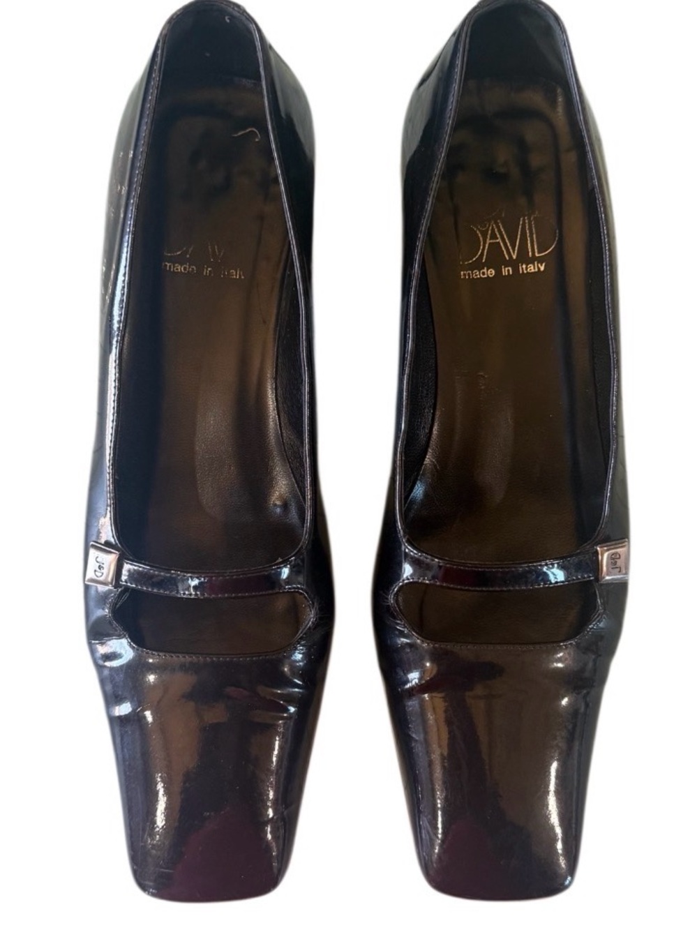 Joan & David vintage Black Patent Square-Toe shoes made in Italy 6-1/2